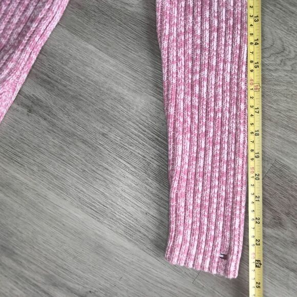 Tommy Hilfiger Pink Ribbed Cable Knit Women's Sweater - Picture 6 of 8